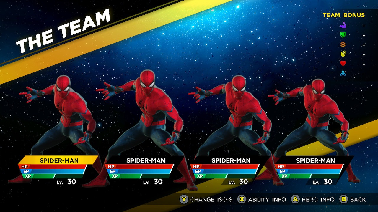 Illustration for article titled Glitch Allows 4 Spider-Mans In One Marvel Ultimate Alliance 3 Party